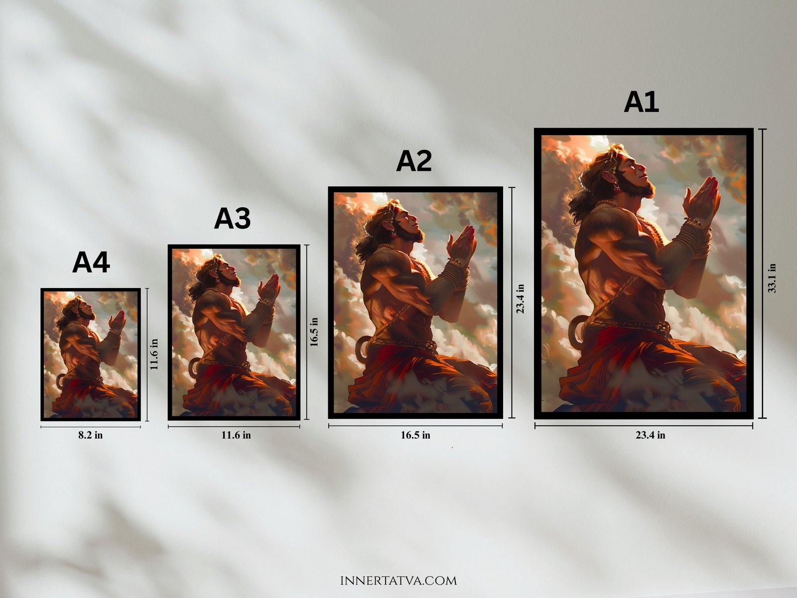 Lord Hanuman Praying Anime Art - Acrylic Slim LED Glow Frame - Image 3