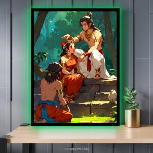 Lord Ram, Sita, Laxman Anime Art – Acrylic Slim LED Glow Frame