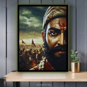Chhatrapati Shivaji Maharaj in War – Acrylic Slim LED Glow Frame (Rain Edition)