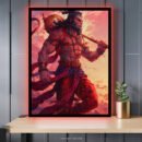 Hanuman Fearless Flying Warrior with Gada Anime Art - Acrylic Slim LED Glow Frame